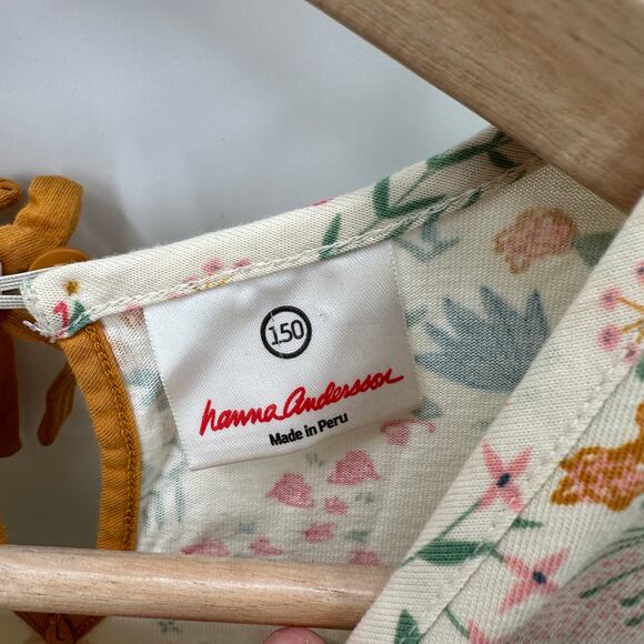 Hanna Andersson Floral Long Sleeve Cotton Princess Seam Dress // 150 or US 12 - Picture 4 of 11